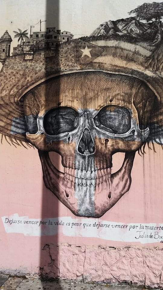 Mural of a skull, Cuba, 2016.